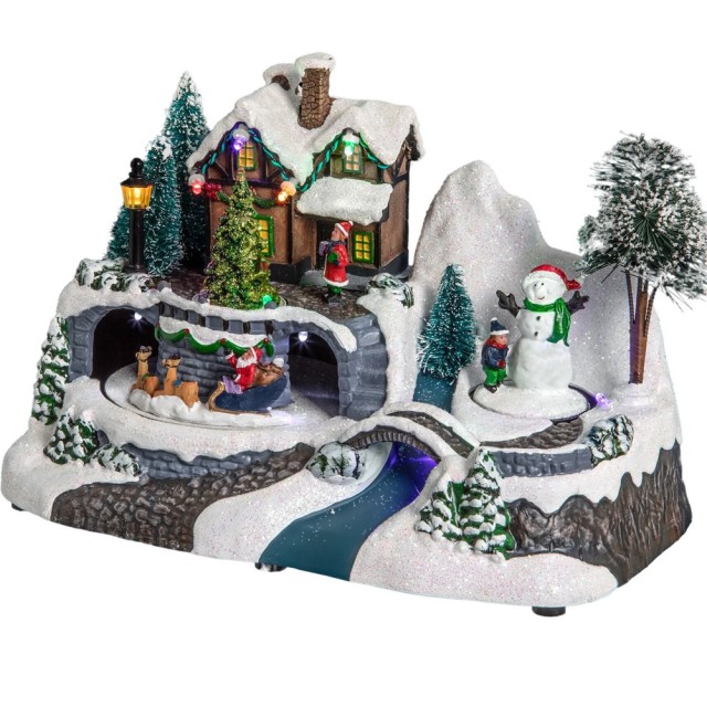 BAKAJI Χριστουγεννιάτικο Καρουζέλ με Φωτάκια και Ήχους σε Σπιτάκι Κ...