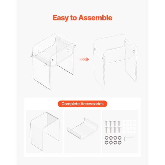 VEVOR Διαφανές Ακρυλικό Πλαϊνό Τραπέζι με 2 Επιπέδους Αποθήκευσης γ...