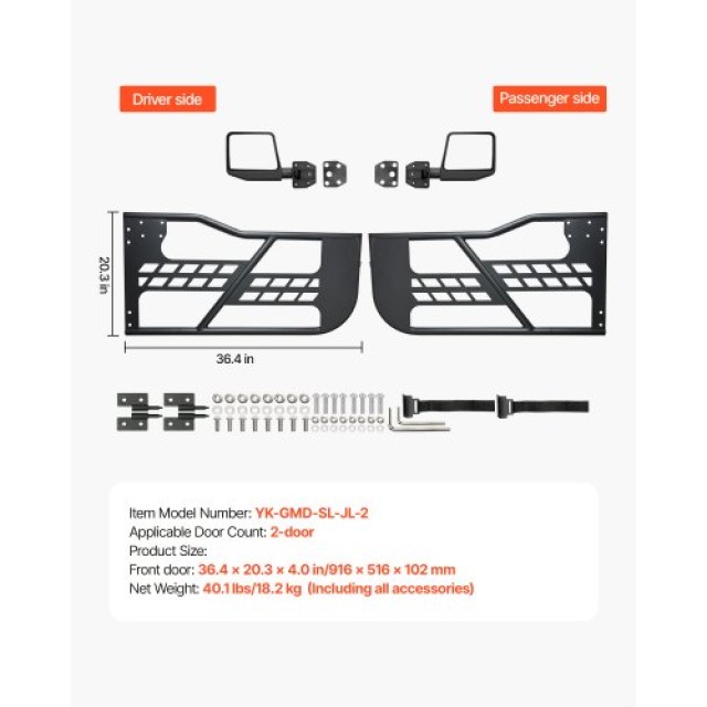 VEVOR Πόρτες Σωληνωτές 2-Θυρών για Jeep Wrangler JL 2018-2024 JPCGM2M1824J98Q28V0