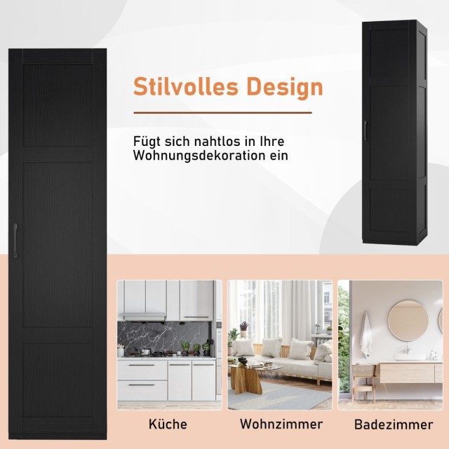 Costway Μαύρο Ελεύθερο Ντουλάπι 4 Επιπέδων με Πόρτα - 150 cm JZ10386DK Costway Μαύρο Ελεύθερο Ντουλάπι 4 Επιπέδων με Πόρτα - 150 cm JZ10386DK