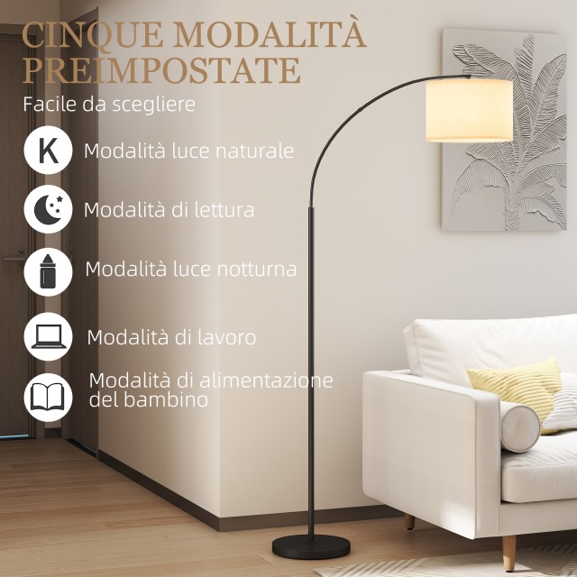 HOMCOM Ρυθμιζόμενη Λάμπα Δαπέδου LED με Τηλεχειριστήριο, 11 Θερμοκρασίες & Φωτεινότητες, Χρονοδιακόπτης 1H, Περιστρεφόμενη, Μαύρη, Διαστάσεις: 11x11 B31-545V90BK