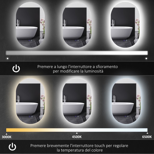 Kleankin Καθρέφτης Μπάνιου LED 81x51x4.5 εκ. 834-589V00CR
