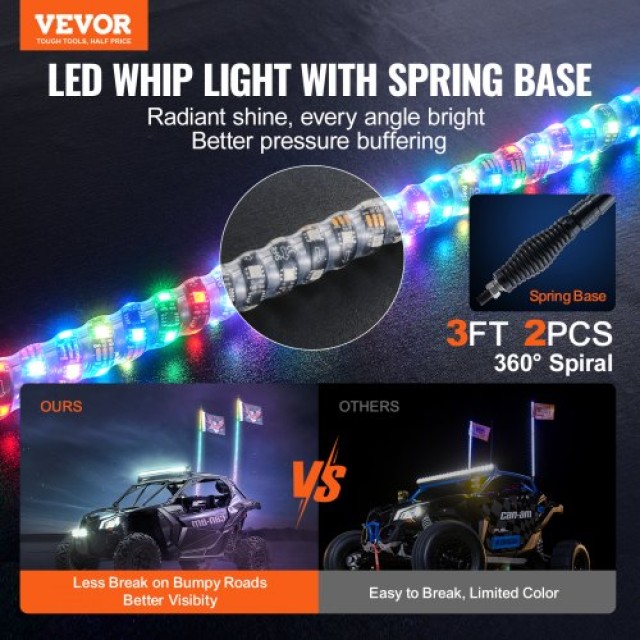 VEVOR LED Σπιράλ Φώτα 3FT με Βάση & Τηλεχειριστήριο (2τμχ)  CRKJPDHDZ3YC2MSOHV9