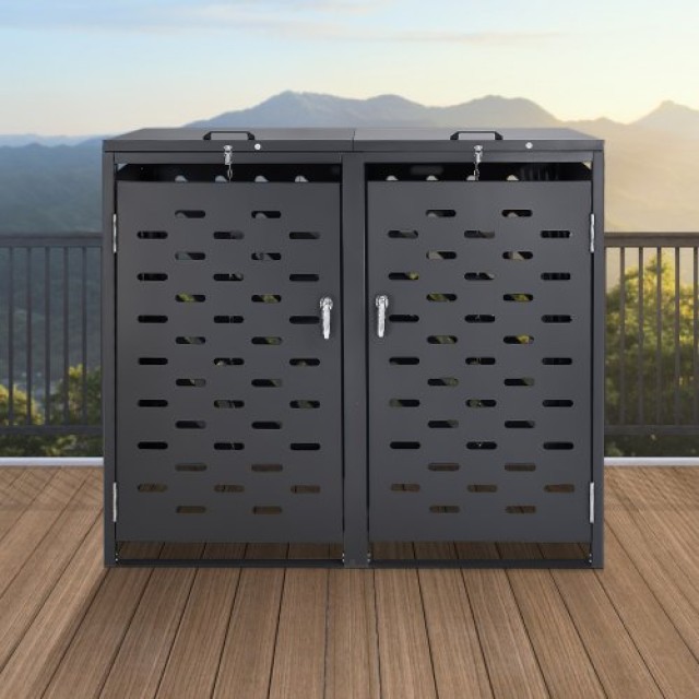 VEVOR Αποθήκη Κάδων Απορριμμάτων 2 x 200L με Καπάκι Αλυσίδας LJTCCXDXG224ZH8DAV0