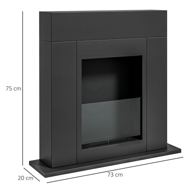 HOMCOM  Τζάκι βιοαιθανόλης δαπέδου με καυστήρα 0.9L, διάρκεια 3 ώρες, θερμαινόμενη περιοχή 20-25 m², 73x20x75cm, μαύρο.  820-379V00BK