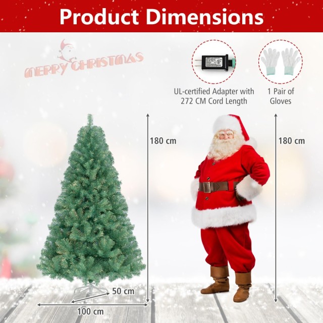 Costway 180 εκ Τεχνητό Χριστουγεννιάτικο Δέντρο με Φωτισμό Τάναμπαο... Costway 180 εκ Τεχνητό Χριστουγεννιάτικο Δέντρο με Φωτισμό Τάναμπαο...