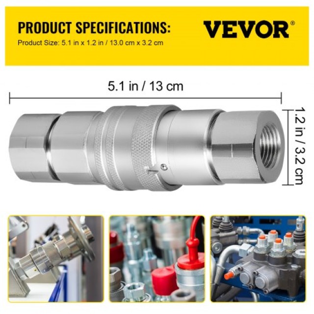 Υδραυλικός Ταχυσύνδεσμος VEVOR 1/2 NPT (4 Ζεύγη)  YYJT1/2YYKSJT04D1V0