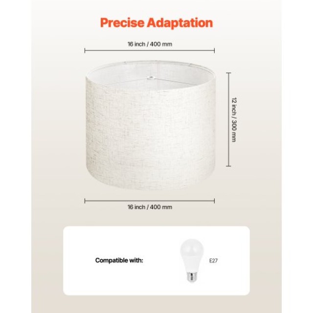 VEVOR Σετ 2 Καπέλα Λάμπας 16x16x12 εκ. με Harp (Ανοιχτό Λινό) YZXDZ...