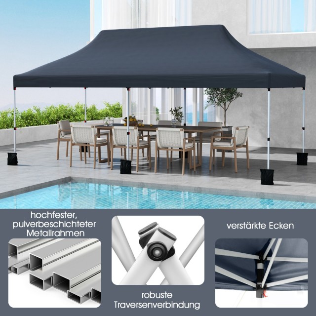 Costway Αναδιπλούμενη Τέντα Εκδηλώσεων 300 x 600 cm με Τσάντα Μεταφ...