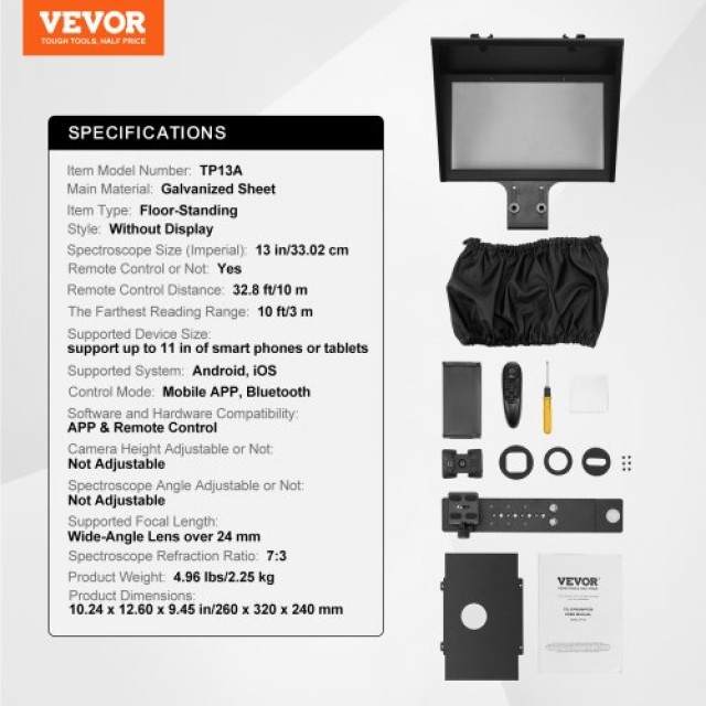 VEVOR  Τηλεπρομπτέρ Δαπέδου 13 με Τηλεχειριστήριο για Webcam & Smartphone Ζωντανής Ροής LDSTCQ13YCDYAV55VV0