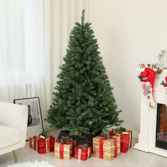 HOMCOM Τεχνητό Χριστουγεννιάτικο Δέντρο O110 x180 cm με 1000 Κλαδιά από Ατσάλι και Πράσινο Πλαστικό 830-864V01GN