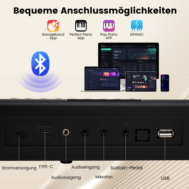 Costway Πτυσσόμενο Πλήκτρο 61 Νότες με Split-Λειτουργία και 3 Εκπαι... Costway Πτυσσόμενο Πλήκτρο 61 Νότες με Split-Λειτουργία και 3 Εκπαι...