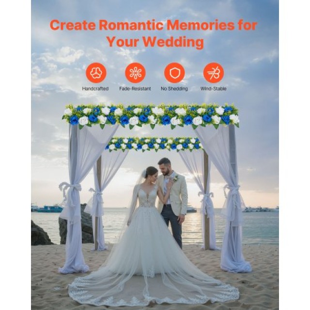 VEVOR Μπάλες Λουλουδιών για Γάμο 10 Τεμάχια Μπλε και Λευκό ZSHQTXLS...