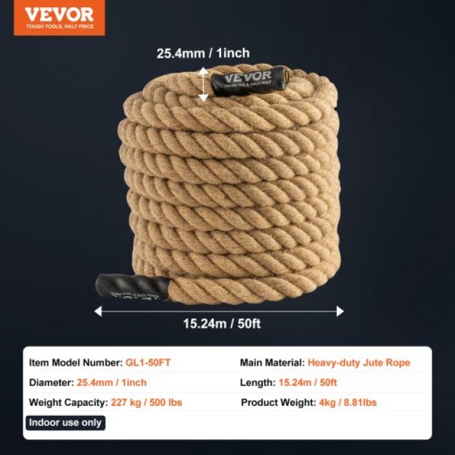 Σχοινί Αναρρίχησης Γυμναστικής 1x50FT VEVOR για Προπόνηση Δύναμης κ...