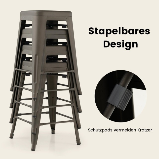 Costway Σετ 4 σκαμπό μπαρ με υποπόδιο, αντοχή έως 150kg, στοιβαζόμε...