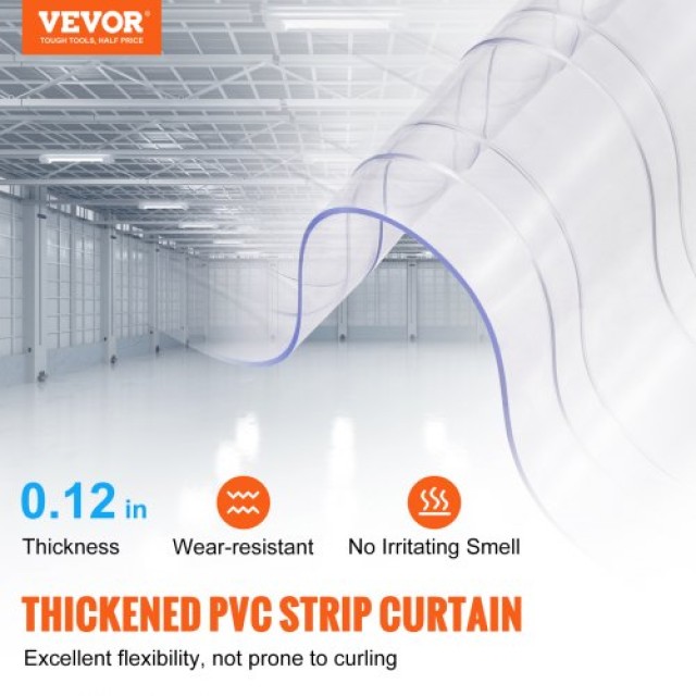 VEVOR Διάφανη Πλαστική Κουρτίνα Πόρτας 100x12x0.12 για Σούπερ Μάρκε...