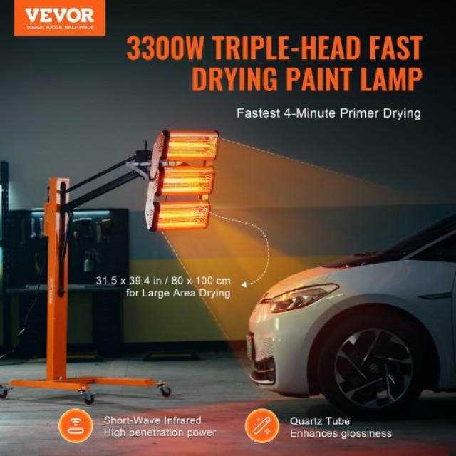 VEVOR 3300W Υπέρυθρη Λάμπα Βαφής Αυτοκινήτου  ZJSKQD3300WYH1N4GV2