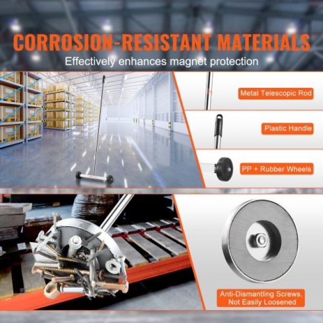 Μαγνητική Σκούπα VEVOR 15 με Ρόδες - Τηλεσκοπικό Εργαλείο Συλλογής ...