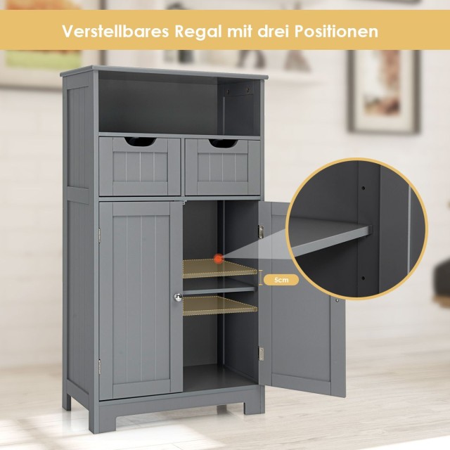 Ντουλάπι Δαπέδου με 2 Συρτάρια & Ράφια  60 x 30 x 109 cm Γκρι JV12221GR Costway