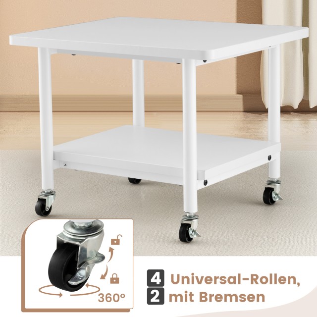 Costway Λευκός Διπλός Εκτυπωτικός Πάγκος με Ρόδες Κλειδώματος CB104...