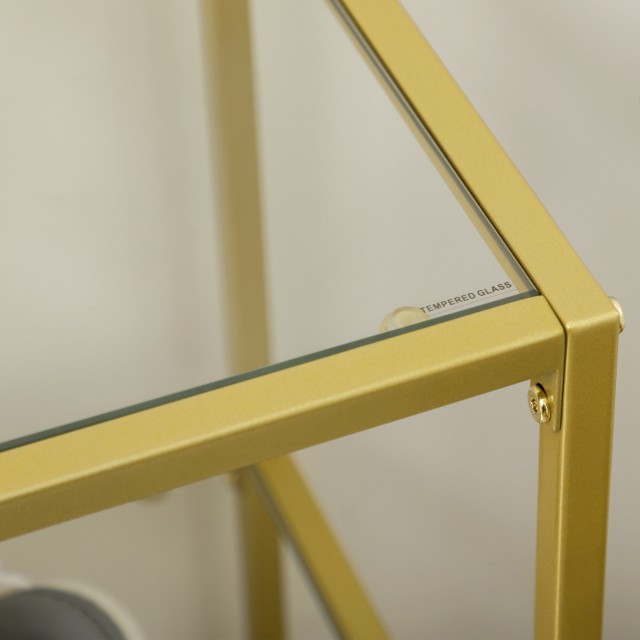 Μεταλλική Κονσόλα με 3 Γυάλινα Ράφια 100 x 32 x 76 cm HOMCOM 837-358V00CR