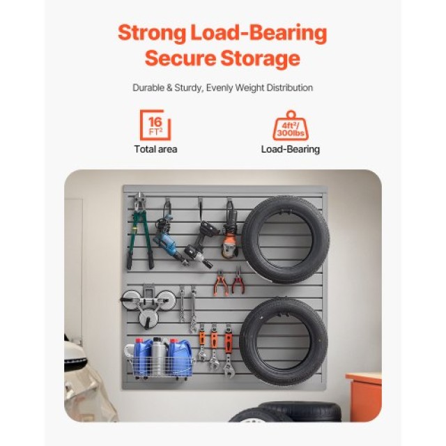 VEVOR Πάνελ Σχάρας 4x4 ft PVC Γκρι για Γκαράζ με Μοντέρνο Σχεδιασμό...