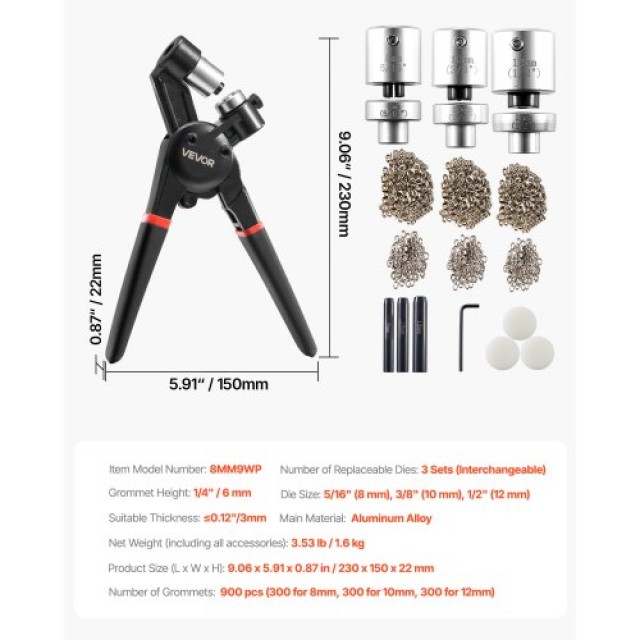 VEVOR Σετ Εργαλείων για Τρούκς 900ΤΜΧ 8mm 10mm 12mm Μεταλλικά Στριφ...