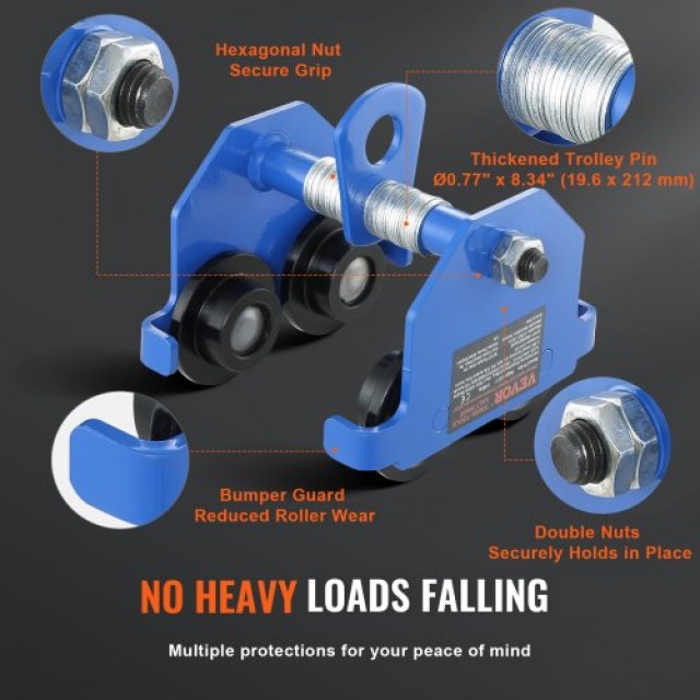Χειροκίνητο Τρόλεϊ VEVOR 0.5 Τόνων για I-Beam  FZSTXC05T2555HYFGV0