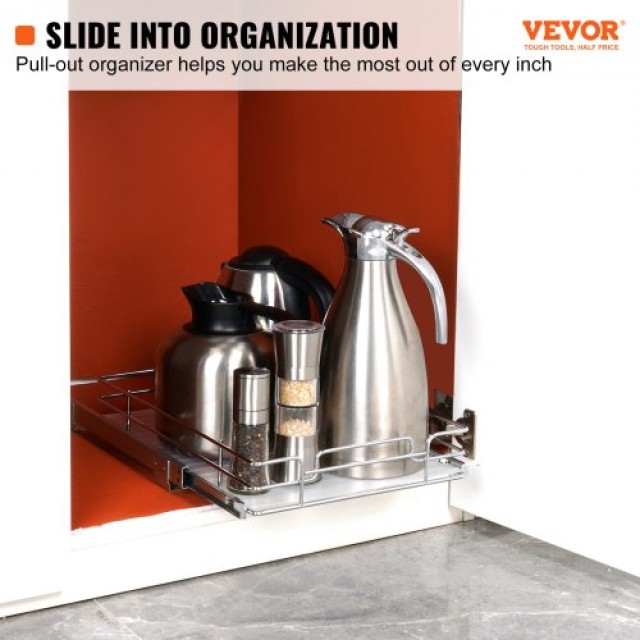 VEVOR 30x43cm Συρόμενος Οργανωτής Ντουλαπιού, Χρωμιωμένο Ατσάλι, για Κουζίνα & Μπάνιο  HGSLLHGSJXYC1UDZFV0