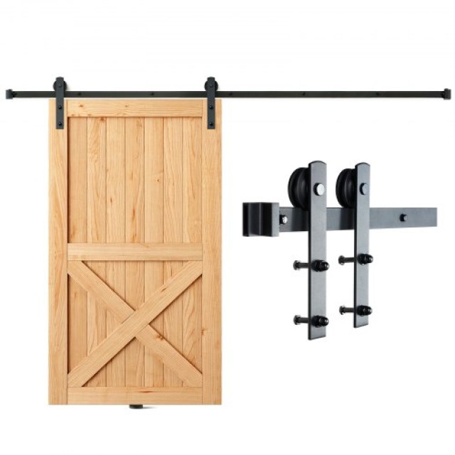 Σετ Συρόμενης Πόρτας VEVOR 8FT, Αντοχή 330LBS, για Πόρτα 3.7-4.3FT και Πάχος 1.3-1.8, Αθόρυβη Κύλιση  GCYMWJTJHS8FDEY4EV0