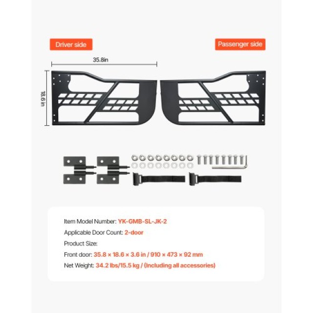 VEVOR Πόρτες Σωληνωτές 2-Θυρών για Jeep Wrangler JK 2007-2018 JPCGM2M0718J7OUX8V0