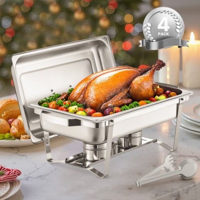 VEVOR 8 Qt 4 Pack Rectangle Chafing Dish Set ZFXBXGSTGK4JFAAX7V0