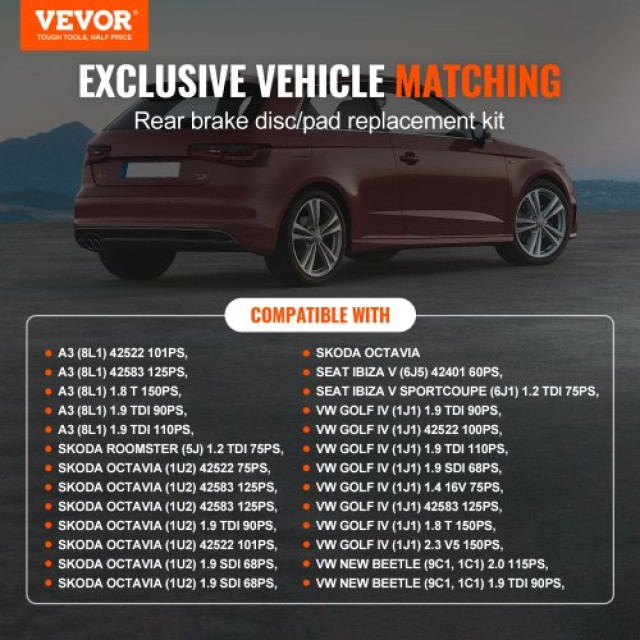 Σετ Πίσω Φρένων VEVOR για Audi A3(8L)  QCCCPTZAUDIAXW6YQV0