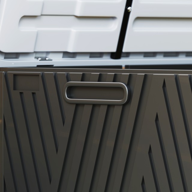 Outsunny Πάγκος Κοντενιτόρε 380L σε HDPE με 2 Πλαϊνές Λαβές και Αέριο Ανύψωσης, 115x60x60 εκ., Μαύρο και Γκρι 84G-733V00BK