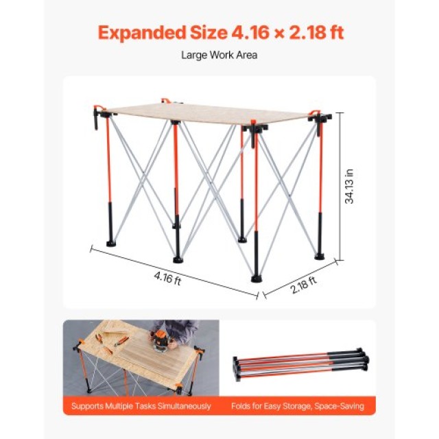 VEVOR Φορητή Πτυσσόμενη Βάση Εργασίας 1267 x 665 mm 1135 kg BXSGZTP...