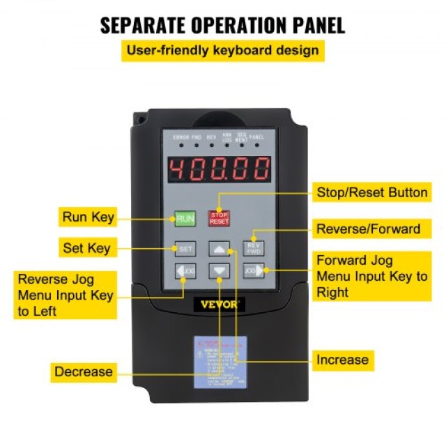 VEVOR 4.0KW 220V VFD Μετατροπέας Συχνότητας για Έλεγχο Ταχύτητας Κι...