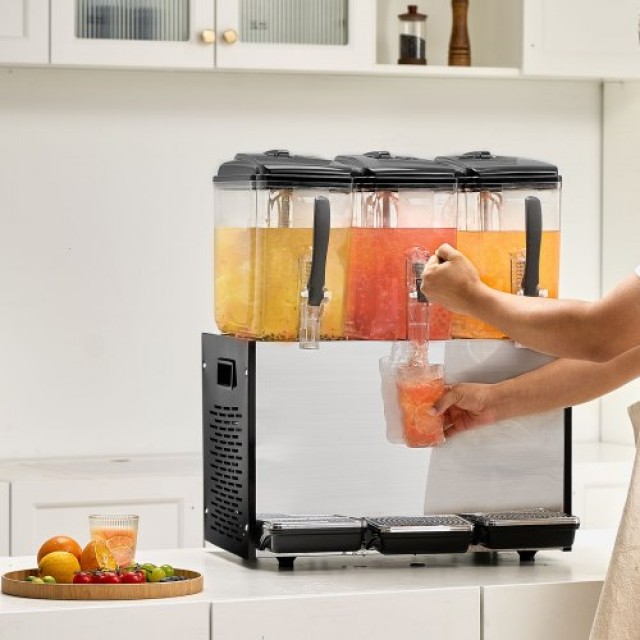 VEVOR  Εμπορικός Διανομέας Ποτών 12L x 3 Δεξαμενές Κρύου Χυμού SYYL...