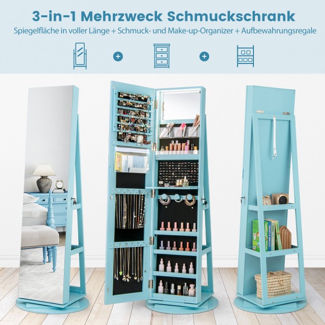 Costway Περιστρεφόμενος Κοσμηματοθήκη 360° με Τρίχρωμο LED Φωτισμό ... Costway Περιστρεφόμενος Κοσμηματοθήκη 360° με Τρίχρωμο LED Φωτισμό ...