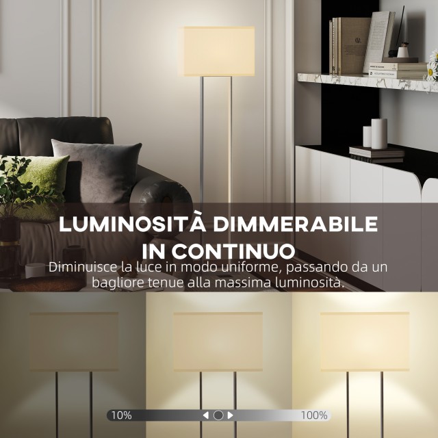HOMCOM Φωτιστικό Δαπέδου 150 cm με 3 Λειτουργίες, Ρυθμιζόμενη Φωτει...