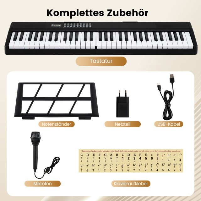 Costway Πτυσσόμενο Πλήκτρο 61 Νότες με Split-Λειτουργία και 3 Εκπαι... Costway Πτυσσόμενο Πλήκτρο 61 Νότες με Split-Λειτουργία και 3 Εκπαι...