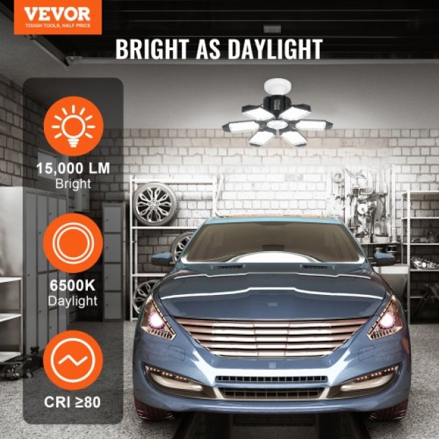VEVOR LED Φωτιστικό Γκαράζ 15000LM, Σετ 2 Τεμαχίων, Ρυθμιζόμενο Φωτιστικό Οροφής Καταστήματος  ZDXCKDHS2J155G4HNV7