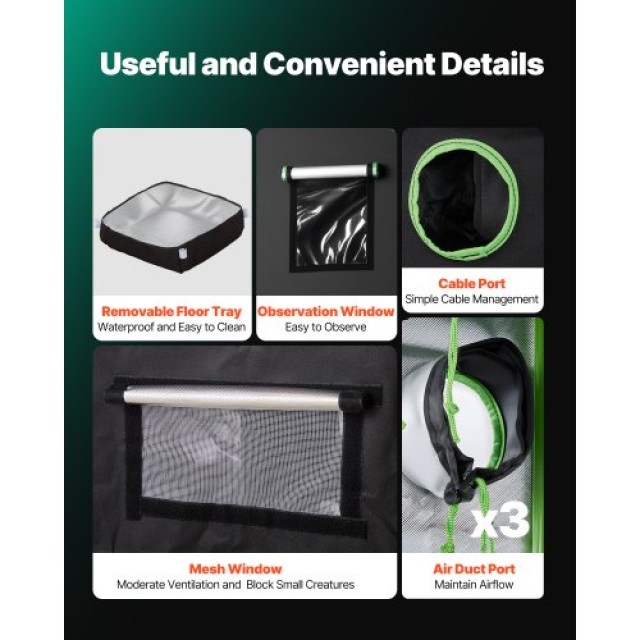 VEVOR Τέντα Καλλιέργειας Εσωτερικού Χώρου 80 x 80 x 180 cm, 600D Υψ... VEVOR Τέντα Καλλιέργειας Εσωτερικού Χώρου 80 x 80 x 180 cm, 600D Υψ...