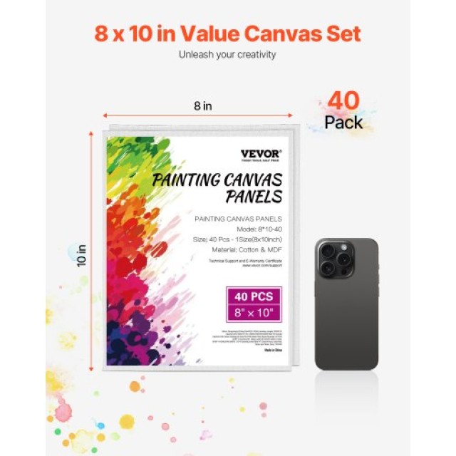 VEVOR Σετ 40 Καμβάδων Ζωγραφικής 8 x 10 Ίντσες HHFB810INCH4J0N8RV0
