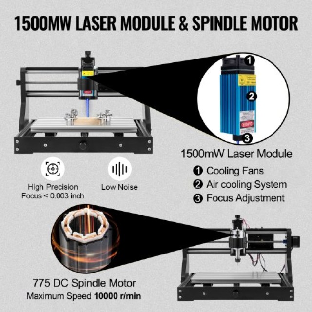 VEVOR  CNC 3018 Pro 15W Μηχάνημα Χάραξης Laser 3 Άξονες με Offline Controller για Πλαστικό, Ακρυλικό, PVC, Ξύλο DKJ3Z3018PRO15W01V2