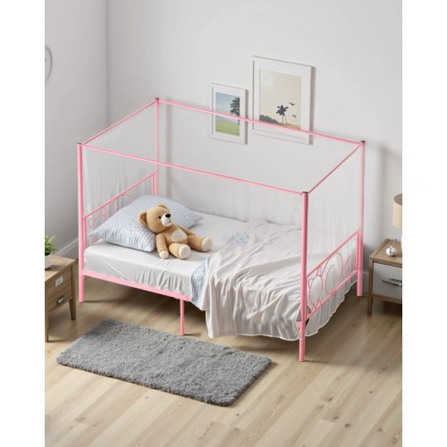 VEVOR Μεταλλικό Υπέρθυρο Κρεβάτι Μονής Διάστασης με Κεφαλάρι & Τέσσ...