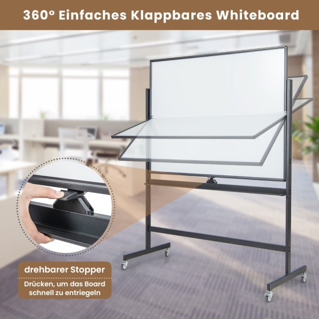 Costway Διπλής Όψης Πίνακας Whiteboard με Ρυθμιζόμενο Ύψος και Αξεσουάρ CB10566BK
