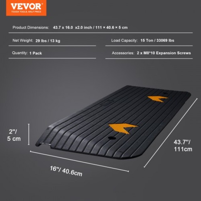 VEVOR Λαστιχένια Ράμπα Κατωφλίου 2 για Αμαξίδια και Σκούτερ  XBLYPDGB1437X2OBGV0