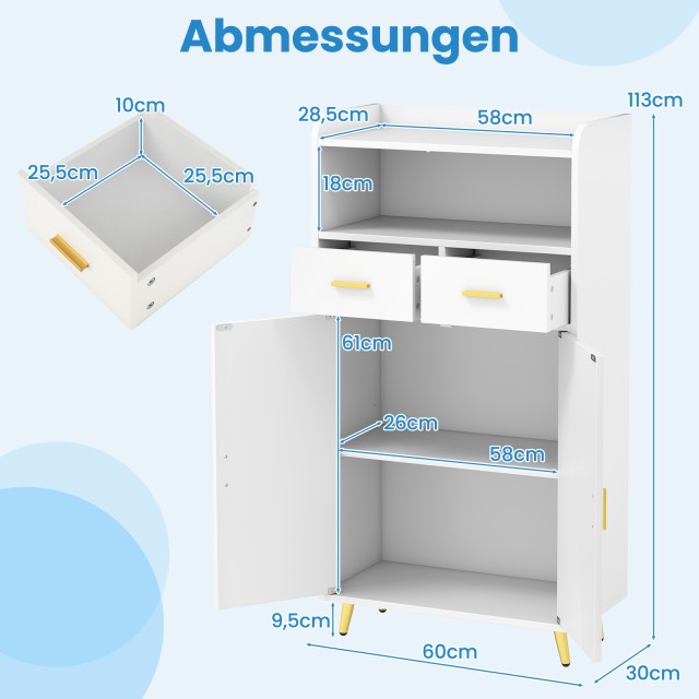 Costway Λευκός Πολυχρηστικός Ντουλάπι με Διπλή Πόρτα και Συρτάρια J... Costway Λευκός Πολυχρηστικός Ντουλάπι με Διπλή Πόρτα και Συρτάρια J...
