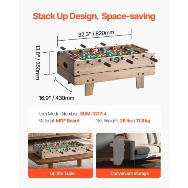 VEVOR Τραπέζι Παιχνιδιών 4-σε-1 82cm: Air Hockey, Ποδοσφαιράκι, Πινγκ Πονγκ, Μπιλιάρδο SDJFKQQGQZ32QGILZV0