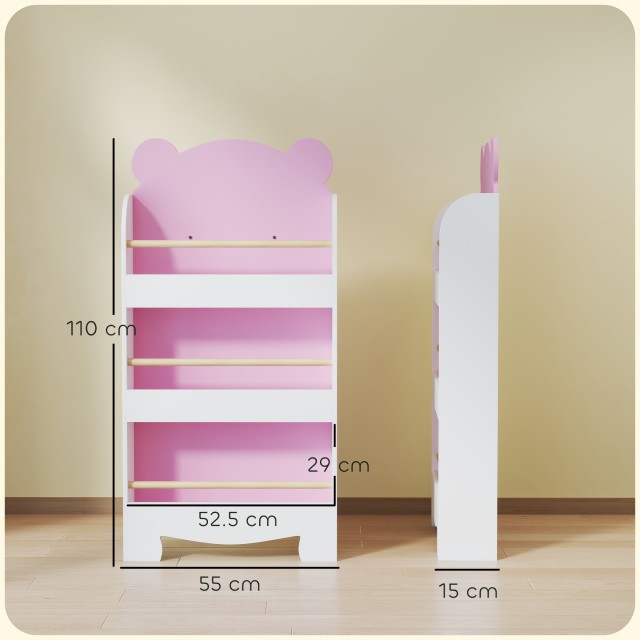 AIYAPLAY Ροζ Βιβλιοθήκη Αρκουδάκι 55x15x110 εκ. 311-095V80PK